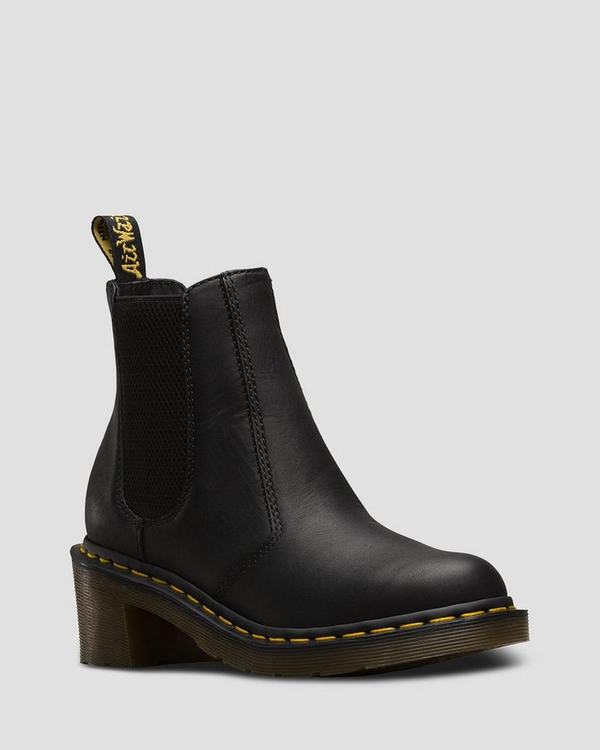 Dr Martens Dámské Boty Na Vysokém Podpatku Cadence Greasy Černé, CZ-562073